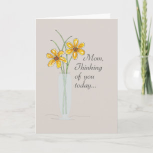 Mum, Thinking of You Two Flowers Vase Card