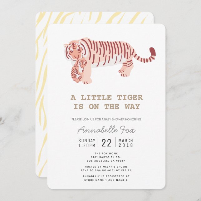 Mum Tiger Cub Gender Neutral Baby Shower Card (Front/Back)