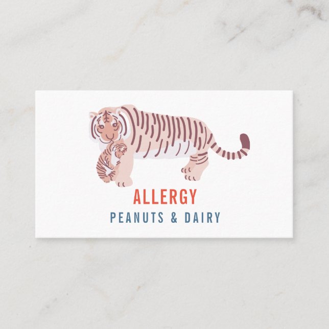 Mum Tiger & Cub Kids Allergy Medical Alert Card (Front)