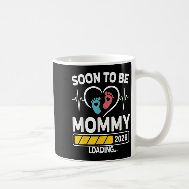 Mum To Be 2026 Loading Mum Est 2026 Promoted To Mo Coffee Mug (Right)