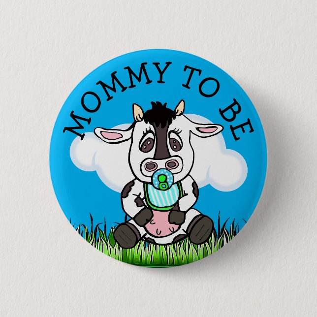 Mum to Be Baby Shower Button Farm Animal Themed (Front)
