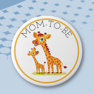 Mum to Be Baby Shower Giraffe 7.5 Cm Round Badge