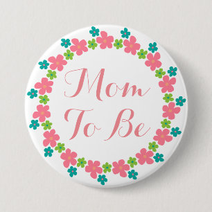Mum To Be Baby Shower Pink Blue Floral 7.5 Cm Round Badge