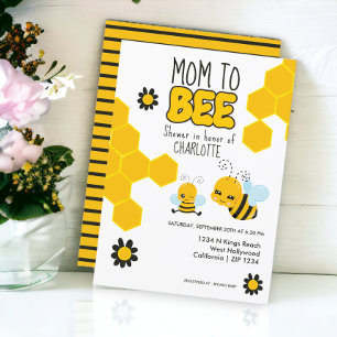 Mum to be Bee themed baby shower Invitation