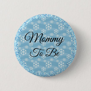 Mum to be Blue Winter  Snowflake Baby Button