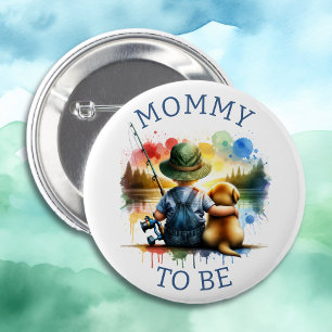 Mum to be Boy's Fishing Themed Baby Shower 6 Cm Round Badge