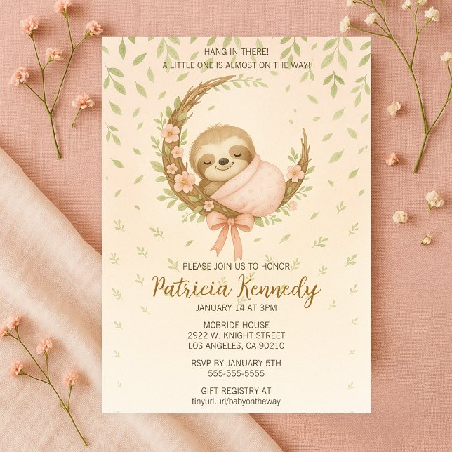 Mum-to-be Cosy Sloth Woodland Baby Shower Invitation (Mom-to-be Cozy Sloth Woodland Baby Shower Invitation
)