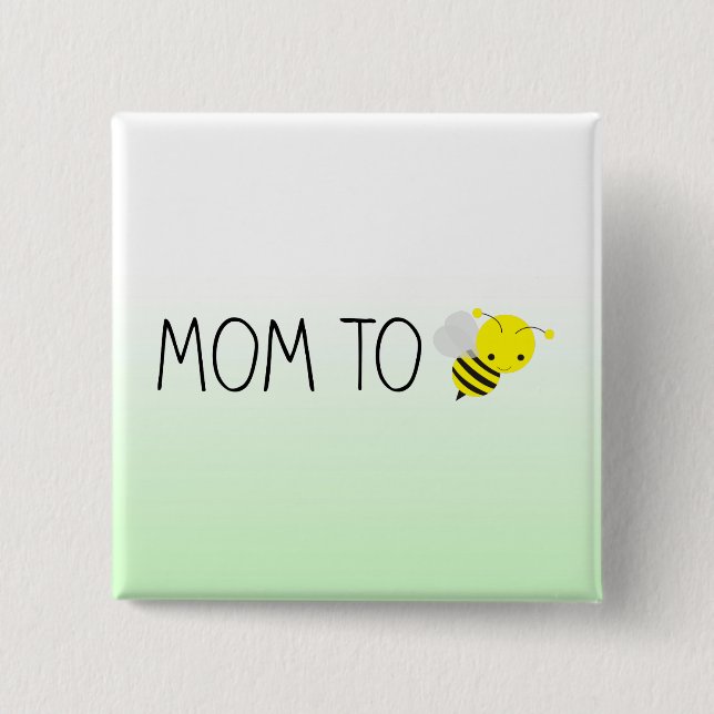 Mum to Be, Cute Bumblebee Green/Yellow 15 Cm Square Badge (Front)