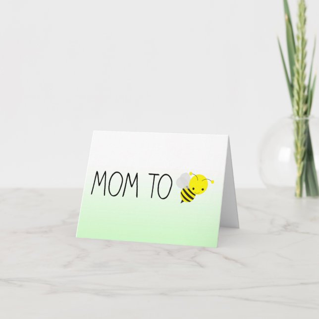 Mum to Be, Cute Bumblebee Green/Yellow Card (Front)