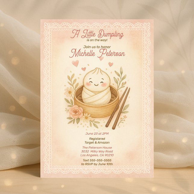 Mum-to-Be Cute Little Dumpling Pastel Baby Shower Invitation (Mom-to-Be Cute Little Dumpling Pastel Baby Shower Invitation)