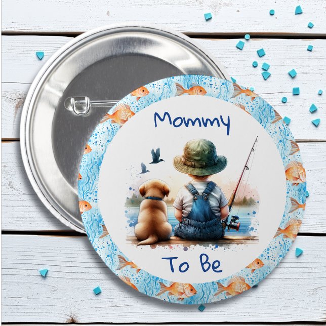 Mum to Be | Fishing Themed Baby Shower 6 Cm Round Badge (Creator Uploaded)