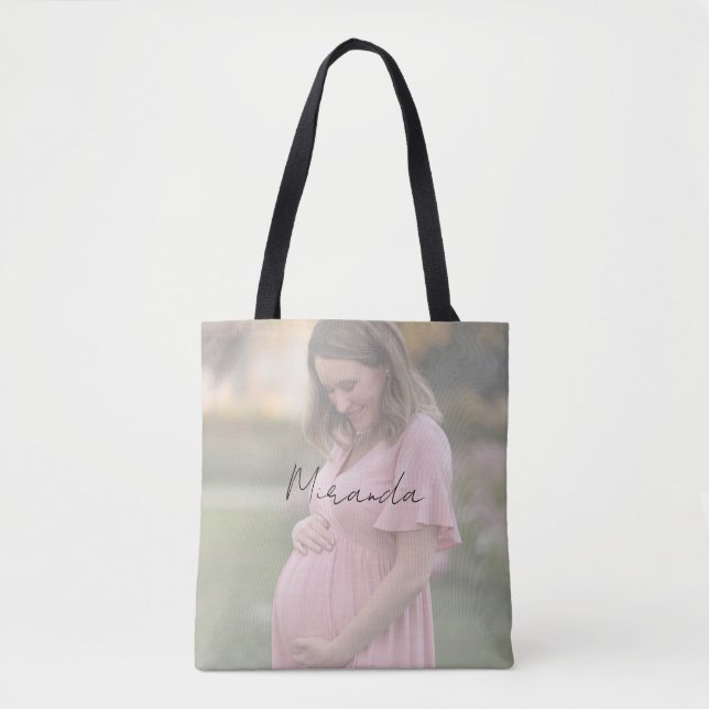 Mum-To-Be Gradient Photo Baby Shower Gift Tote Bag (Front)