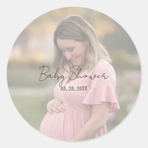 Mum-To-Be Gradient Sheet Photo Baby Shower Classic Round Sticker