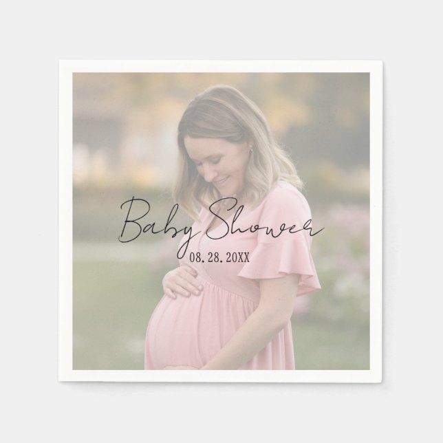 Mum-To-Be Gradient Sheet Photo Baby Shower Napkin (Front)