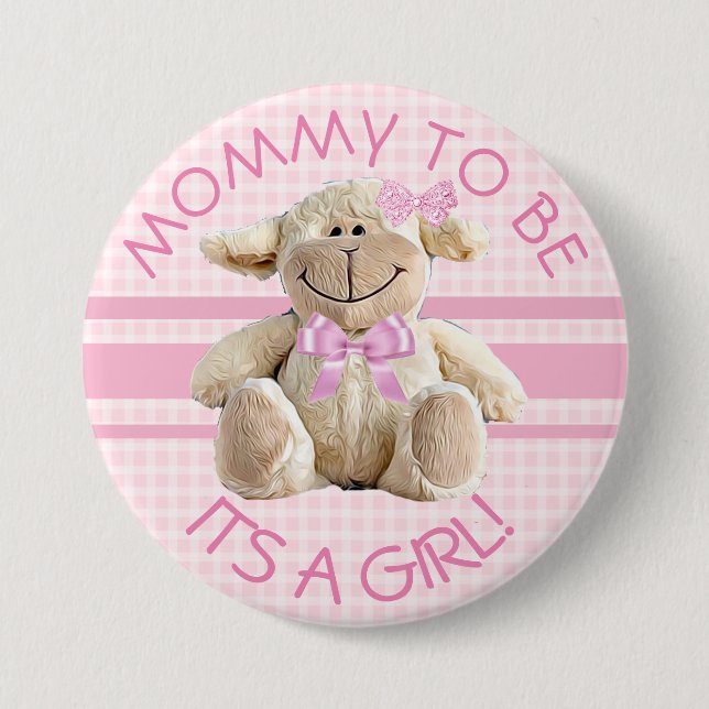 Mum to be Lamb Baby Shower Button (Front)