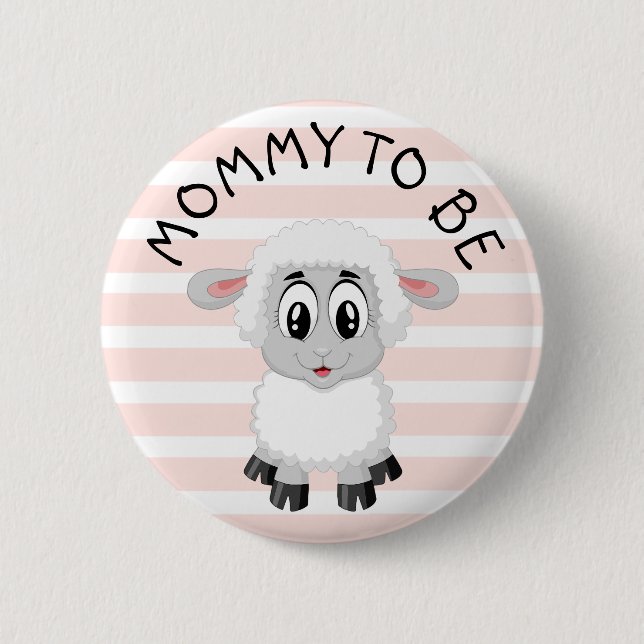 Mum to be Lamb Pink Girl's  Baby Shower button (Front)