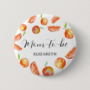 Mum-to-be Little Cutie Baby Shower Orange Custom 6 Cm Round Badge