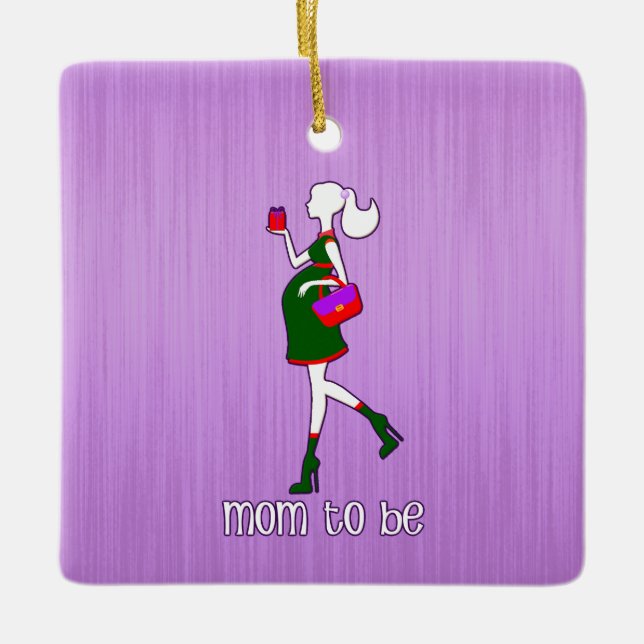 Mum To Be Maternity Custom Personalised Name Date Ceramic Ornament (Front)
