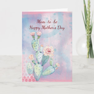 Mum-to-be Mother's Day  Watercolor Cactus Card
