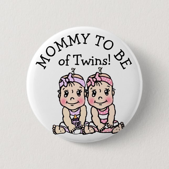 Mum to be of Twins, Baby Shower Button (Front)