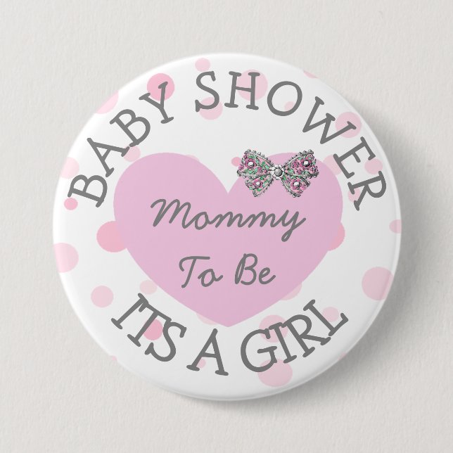 Mum to be Pink and Silver Baby Shower Button (Front)
