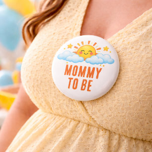 Mum To Be Sunshine Baby Shower Sun Clouds Theme 3 Cm Round Badge