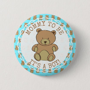 Mum to be Teddy Bear Its a Boy Button