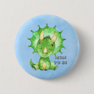 Mum To Be Triceratops Boy Baby Shower 6 Cm Round Badge