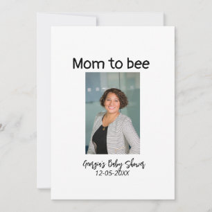 Mum to bee add photo name baby shower date invitation