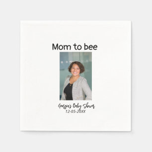 Mum to bee add photo name baby shower date napkin