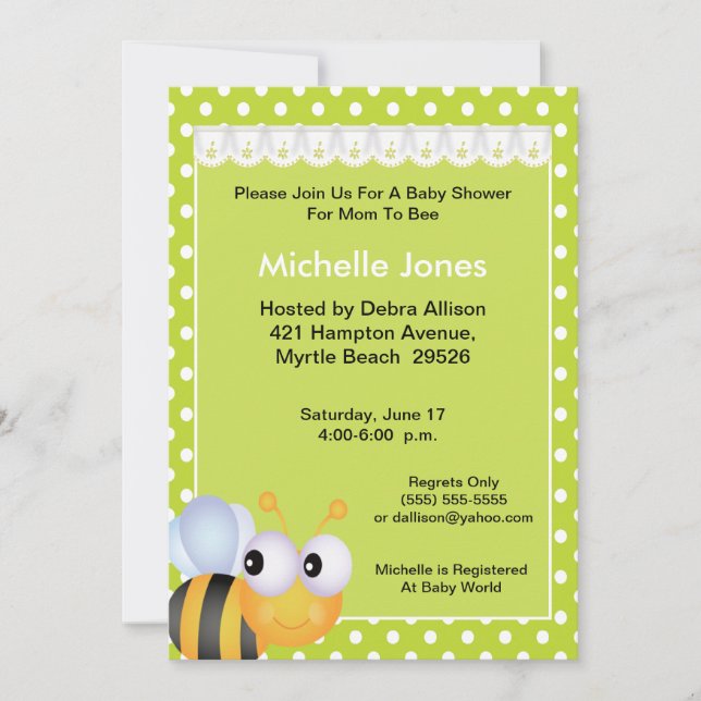 Mum To Bee Baby Shower  Invitation (Front)