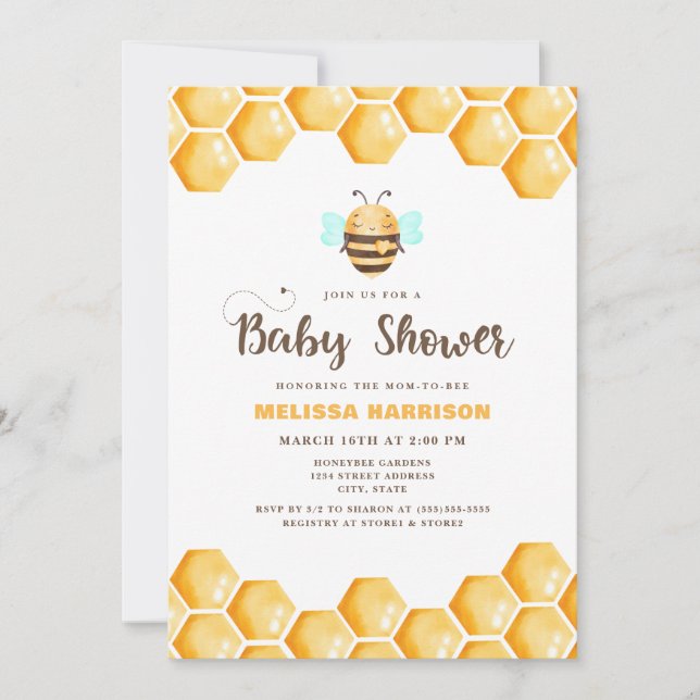 Mum to Bee Baby Shower Invitation (Front)
