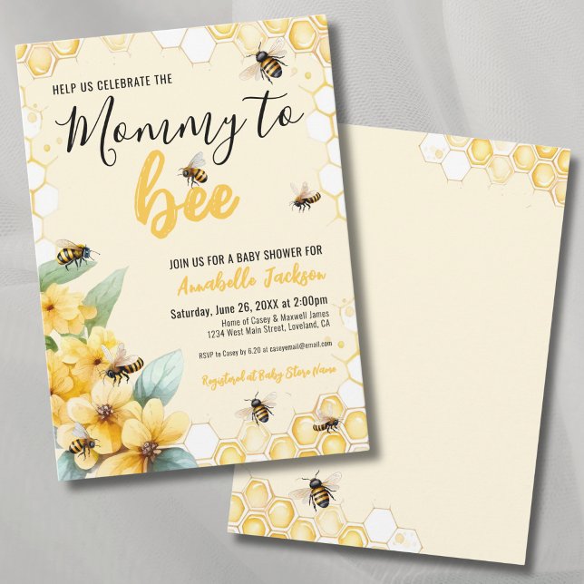 Mum To BEE Baby Shower Party Invitation (Mom To BEE Baby Shower Party Invitation)