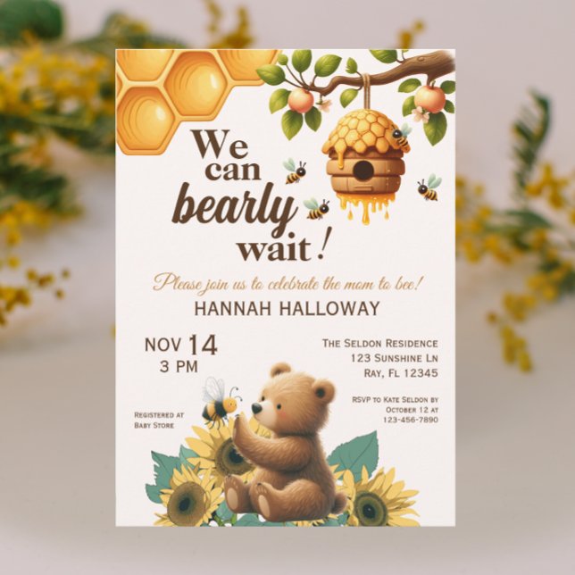 Mum to Bee Bearly Wait Baby Shower Invitation (Creator Uploaded)