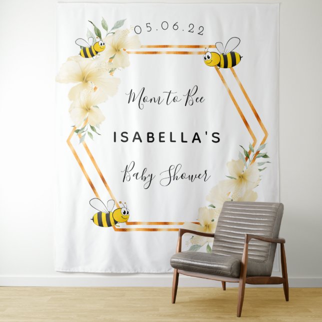 Mum to bee florals god geometric Baby Shower Tapestry (In Situ)