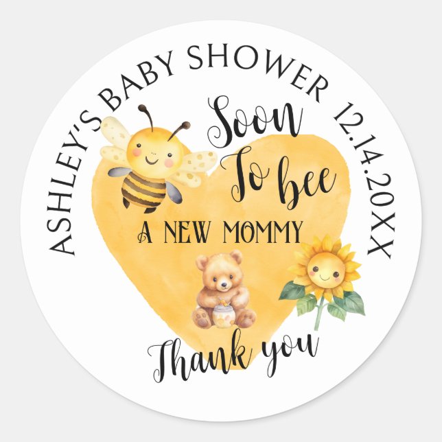 Mum-to-Bee Honey Bear Baby Shower  Classic Round Sticker (Front)