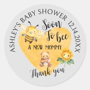 Mum-to-Bee Honey Bear Baby Shower  Classic Round Sticker