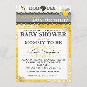 Mum to Bee Whimsical Bee Baby Shower Invitation