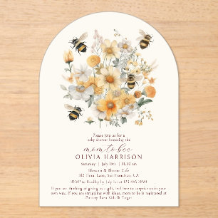 Mum To Bee Wildflower Couples Baby Shower Acrylic Invitations