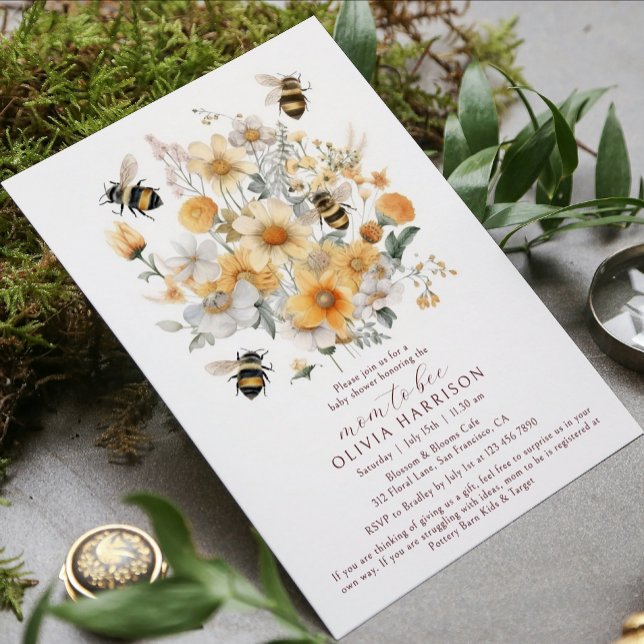 Mum To Bee Wildflower Floral Couples Baby Shower Invitation (Creator Uploaded)