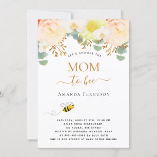 Mum to bee yellow floral cute Baby Shower Invitation