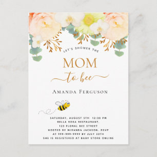 Mum to bee yellow floral cute Baby Shower Postcard