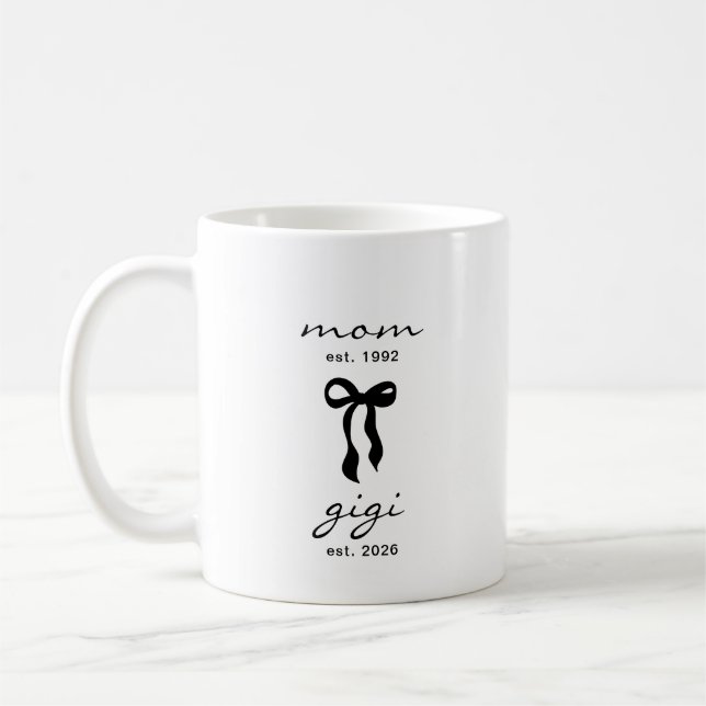 Mum to Gigi Est Mug with Bow (Left)