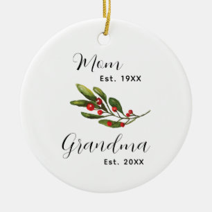 Mum to Grandma Baby's Photo Christmas Keepsake Ceramic Ornament