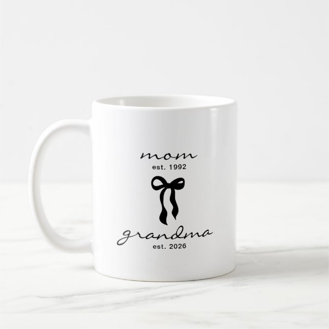 Mum to Grandma Est Mug with Bow (Left)