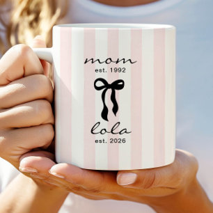 Mum to Lola Mug Pink Bow Stripes