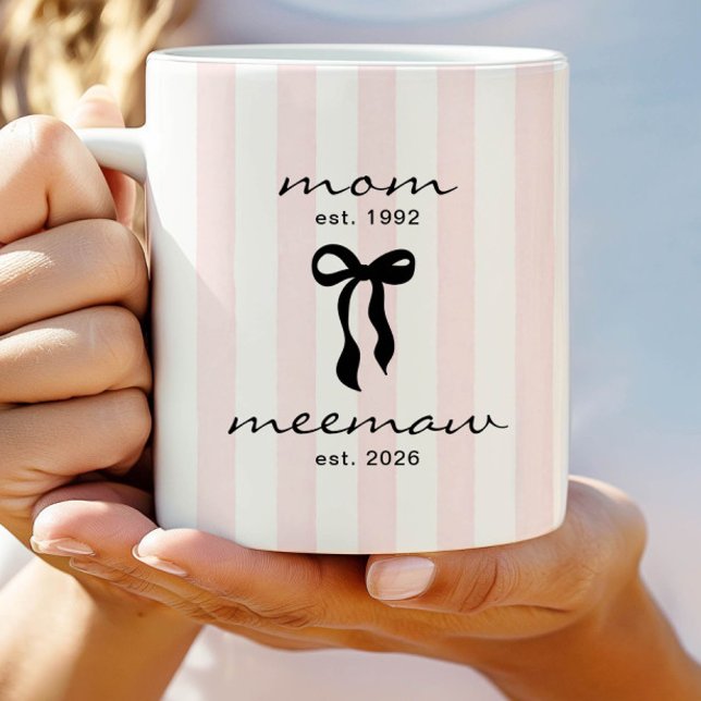 Mum to Meemaw Est Mug with Bow (Creator Uploaded)