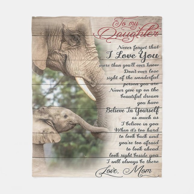 Mum To My Daughter Letter, Girl Birthday Gift Fleece Blanket (Front)