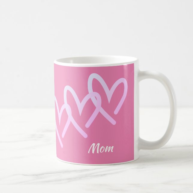 Mum Triple Pink Heart Coffee Mug (Right)