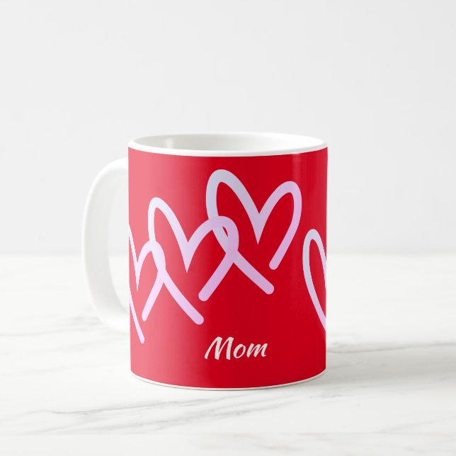 Mum Triple Red Heart Coffee Mug (Front Left)